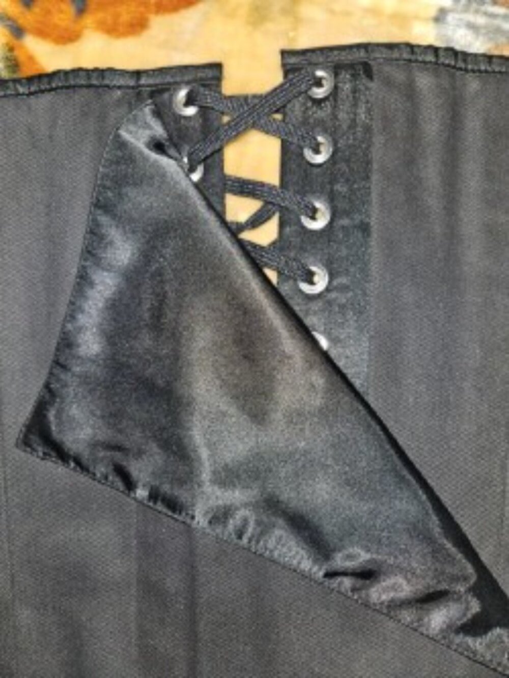 NWT L/28" BLACK SILK Night Owl Steel Boned Tight Lacing Corset LARGE EDWARDIAN - Picture 9 of 9